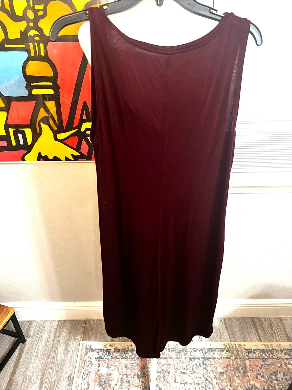 Daily Ritual Midi Dress Maroon Jersey Knit Sleeveless Tank Top V-Neck Large - Picture 10 of 11